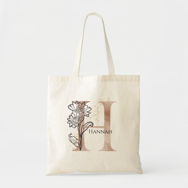 Tote Bag Lettre Moderne Initiale Monogramme H Bohème Person (Devant)