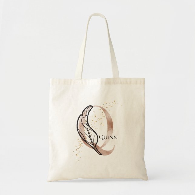 Tote Bag Lettre moderne initiale monogramme Q personnalisée (Devant)