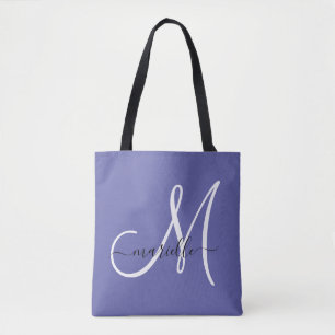 Tote Bag Lettre Monogramme noir blanc Nom du script Périwin
