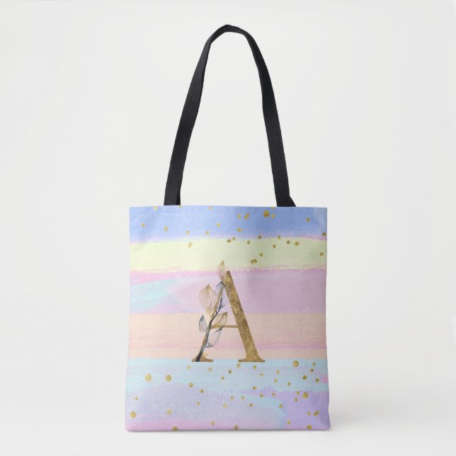 Tote Bag *~ LETTRE MONOGRAPHIQUE A - Parties scintillant en (Devant)