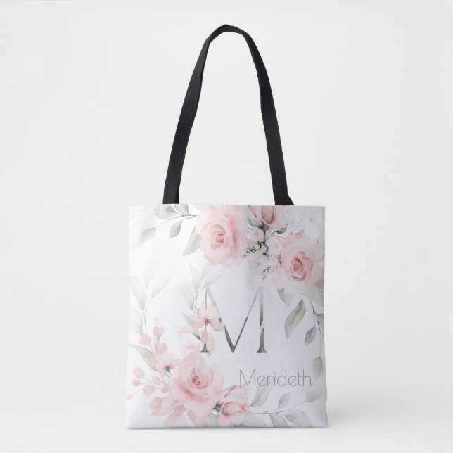Tote Bag LETTRE MONOGRAPHIQUE M BRIdesmaid Rose (Devant)