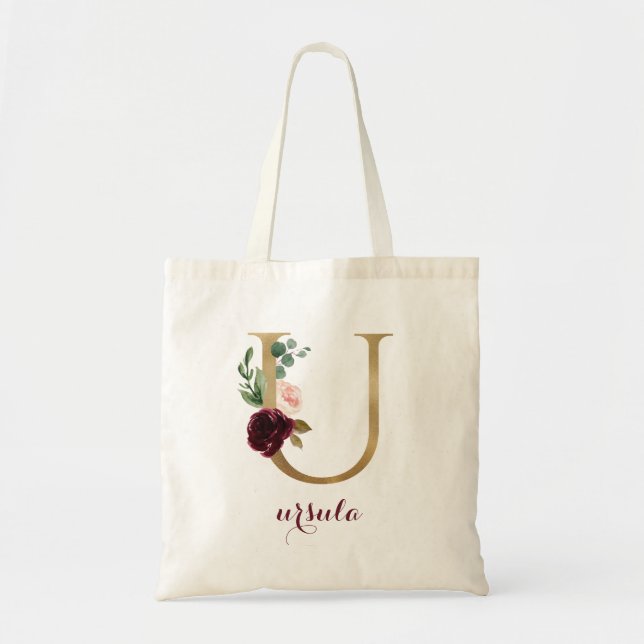 Tote Bag LETTRE MONOGRAPHIQUE OR BOURG BOURG Floral "U" (Devant)