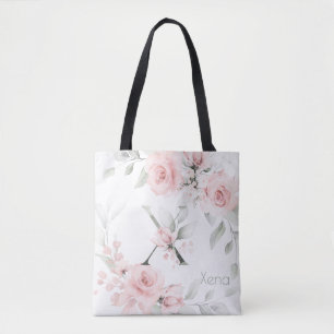 TOTE BAG LETTRE MONOGRAPHIQUE ROSE BLANC BRIDEUSE X