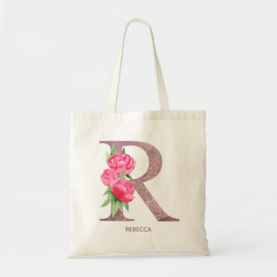 Tote Bag Lettre R Nom personnalisé monogramme de la femme d