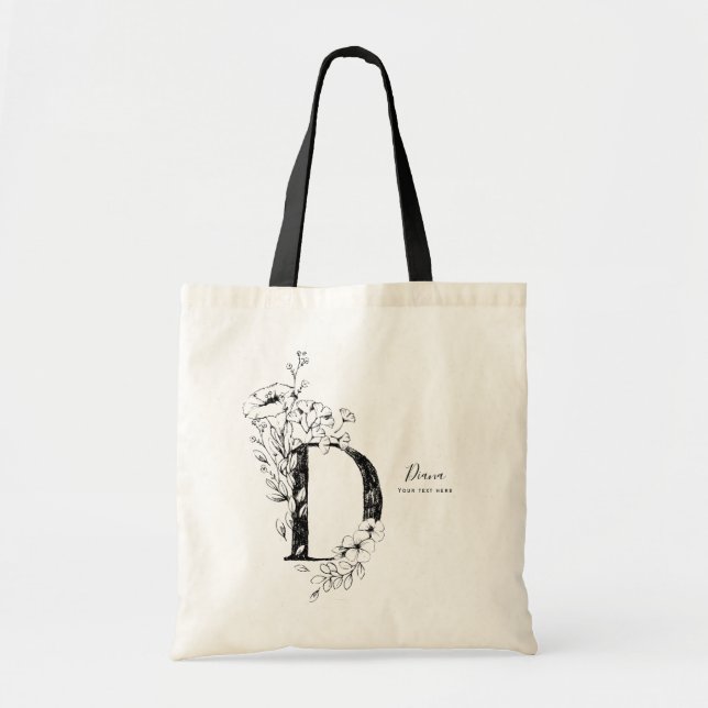Tote Bag LETTRE rustique D Farmhouse À la mode monogrammée (Devant)