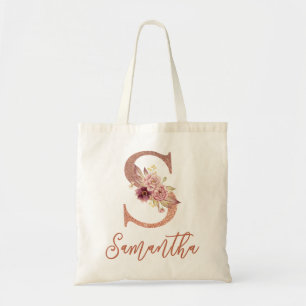 Tote Bag Lettre S Parties scintillant rose pâle Monogramme 