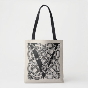 Tote Bag Lettre V Monogramme Impression de nœud celtique vi