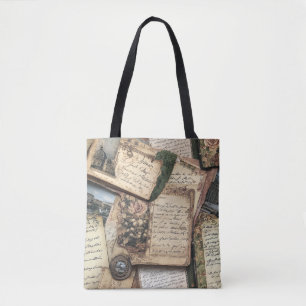 Tote Bag Lettre Vintage romantique Collage avec Rose