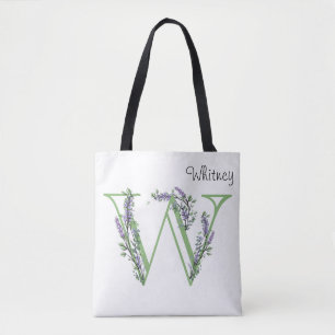 Tote Bag Lettre "W" Lavender Eucalyptus botanique