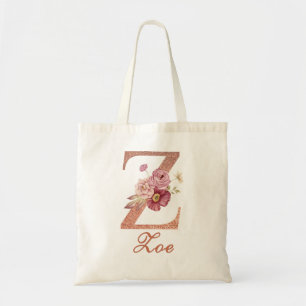 Tote Bag Lettre Z Parties scintillant rose pâle Monogramme