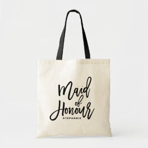 Tote Bag Lettres à la main noire de la servante d'honneur S