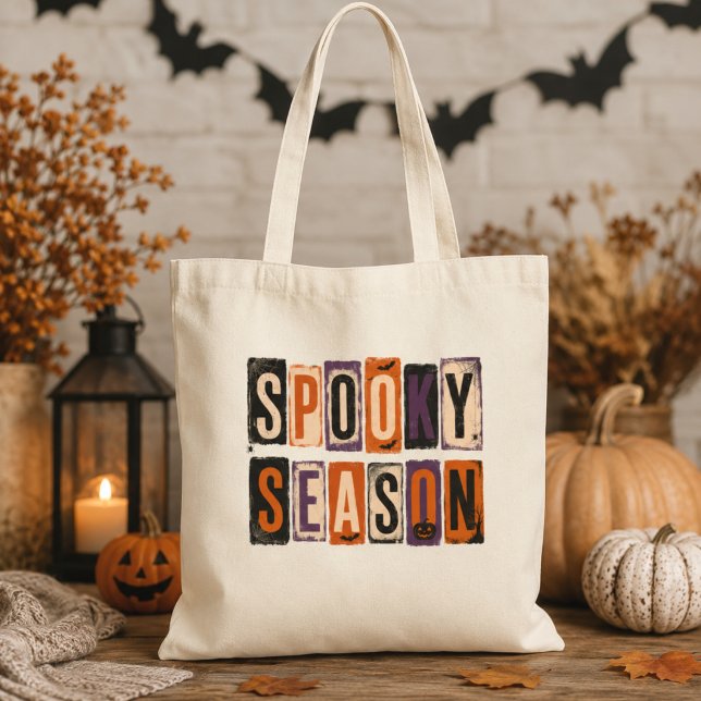 Tote Bag Lettres Bloc Vintage Saison Effrayante (Créateur téléchargé)