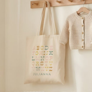 Tote Bag Lettres d'alphabet vintage en personnalisation pas
