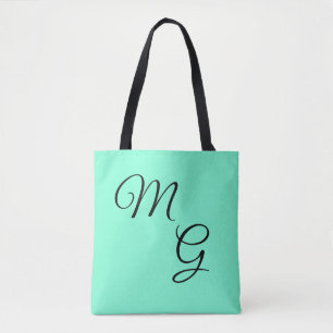Tote Bag Lettres de grâce : Noir sur Mint Green