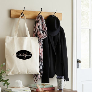 Tote Bag Lettres élégantes en or rose sur fond noir