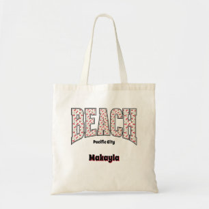 Tote Bag Lettres universitaires fantaisistes rouges cerise 