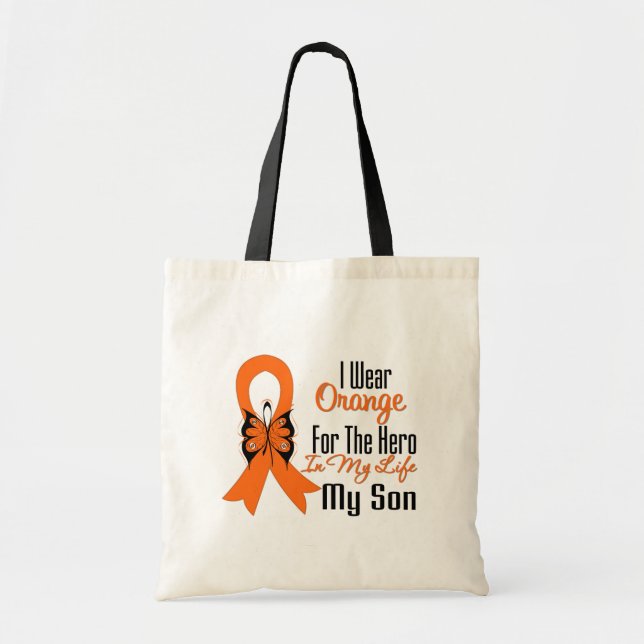 Tote Bag Leukemia Orange Ribbon Hero Mon Fils (Devant)