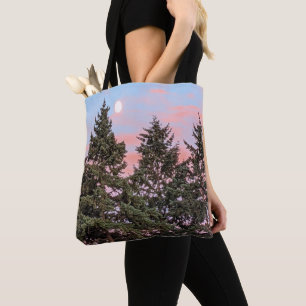 Tote Bag Lever de lune au coucher du soleil avec des nuages
