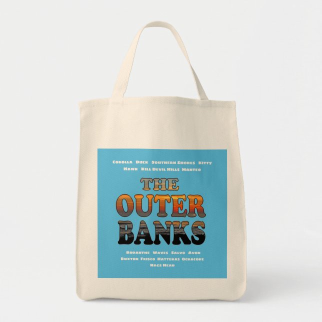 Tote Bag Lever de soleil sur les Outer Banks Texte et Ville (Devant)