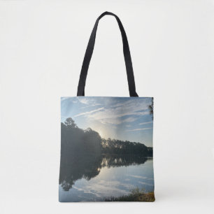 Tote Bag Lever Du Soleil Sur Un Lac Georgia