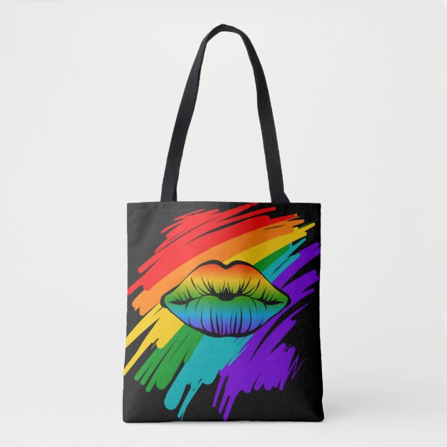Tote Bag Lèvres arc-en-ciel (Devant)