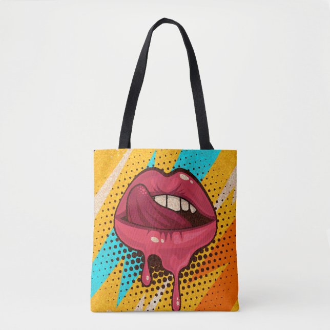 Tote Bag Lèvres d'art pop : Vintage tendance (Devant)
