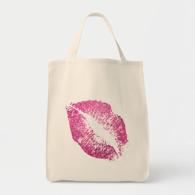 Tote Bag Lèvres Parties scintillant roses #2 (Devant)