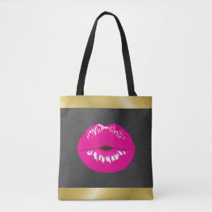 Tote Bag Lèvres roses chaudes Illustration brillante