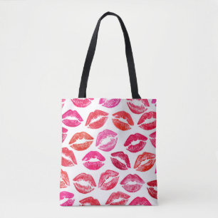 Tote Bag Lèvres rouges, arrière - plan blanc.