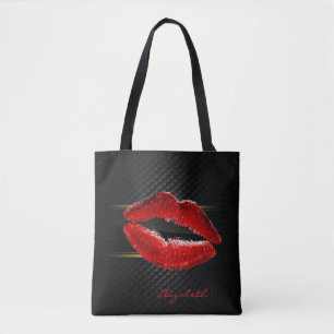Tote Bag Lèvres rouges pailletées de style moderne, personn