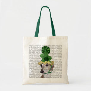 Tote Bag Lévrier dans le casquette tricoté par vert 2