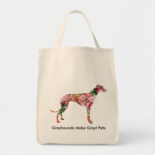 Tote Bag Lévrier floral Fourre-tout de achat (Devant)