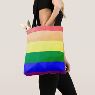 Tote Bag LGBT drapeau arc-en-ciel lignes motif de maillage 