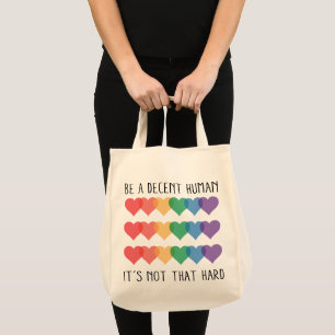 Tote Bag LGBT Heart Retro Be A Decent Human Ce n'est pas qu