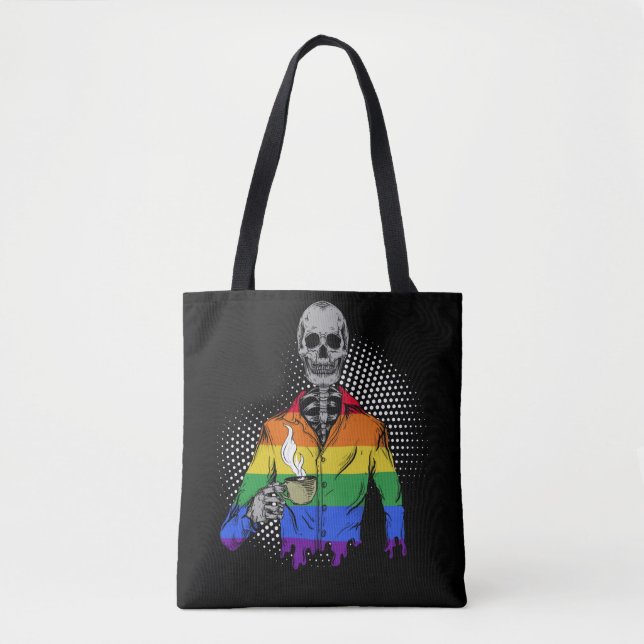 Tote Bag LGBTQ Skeleton boit Coffee Skull (Devant)