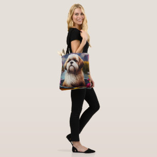 Tote Bag Lhassa Apso sur une rame : une aventure Pittoresqu