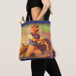 Tote Bag L'héroïque oncle Sam des années 1940 remonte sa ma