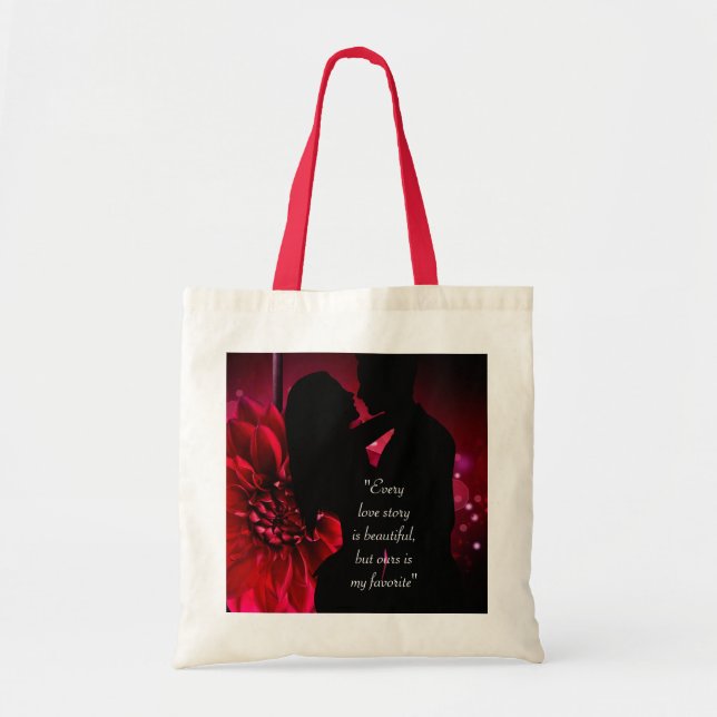 Tote Bag L'histoire d'amour citation baiser arrière - plan  (Devant)
