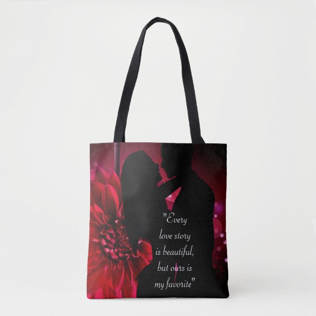 Tote Bag L'histoire d'amour citation baiser arrière - plan  (Devant)