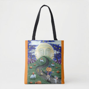 TOTE BAG L'HOMME CITROUILLE RENCONTRE L'HOMME DANS LA LUNE,