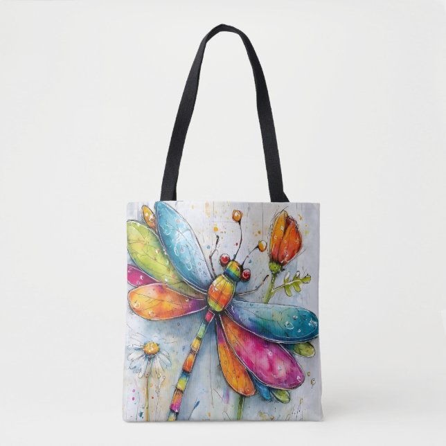 Tote Bag Libellule Arc-en-Ciel (Devant)
