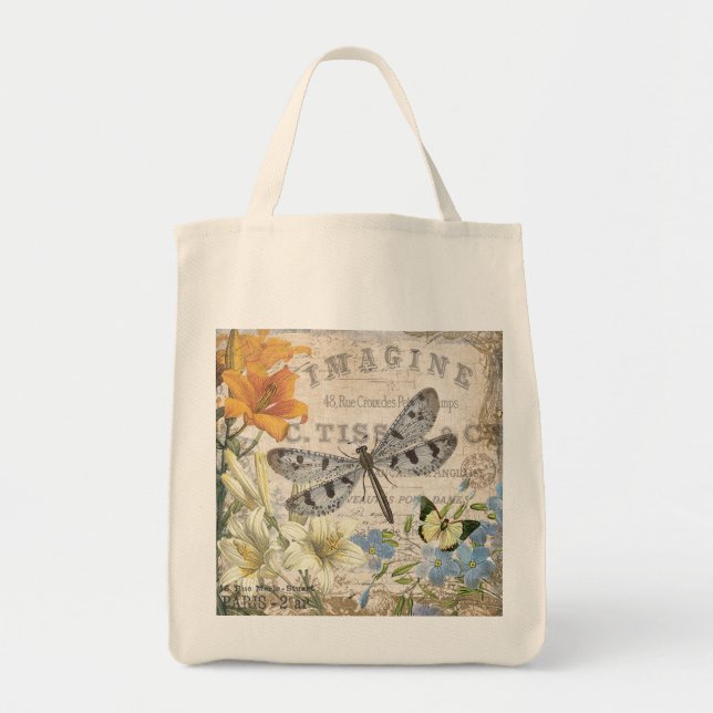 Tote Bag libellule française vintage moderne (Devant)