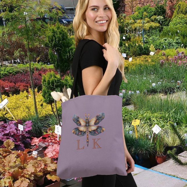 Tote Bag Libellule Monogram Artisanale Violet (Créateur téléchargé)