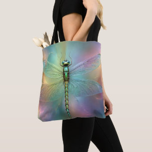 Tote Bag Libellule pastel élégante art fractal,