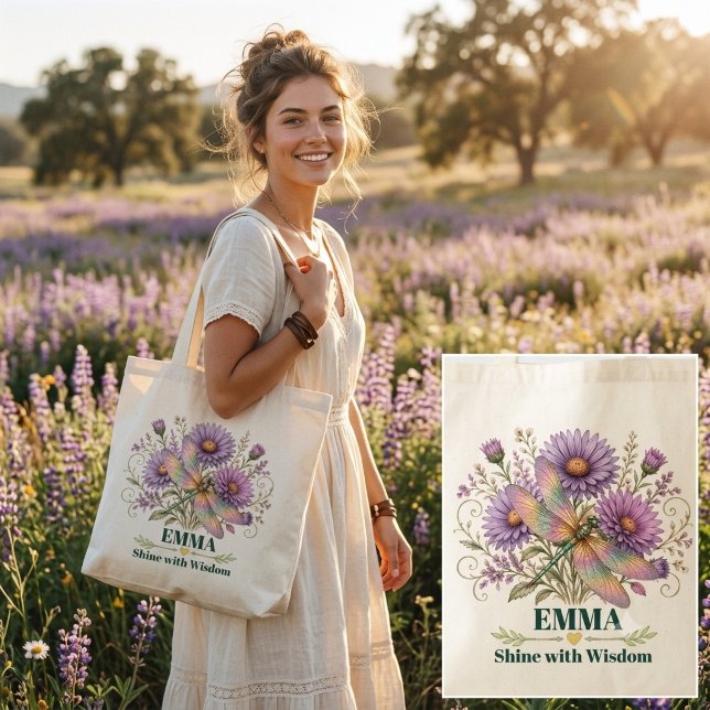 Tote Bag Libellule personnalisée de fleur de naissance de s (Créateur téléchargé)