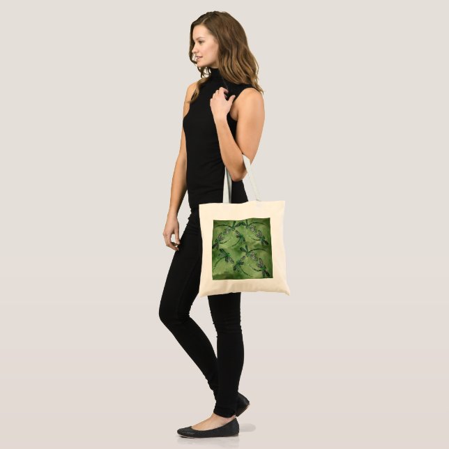 Tote Bag Libellules à ailes violettes (Devant (modèle))