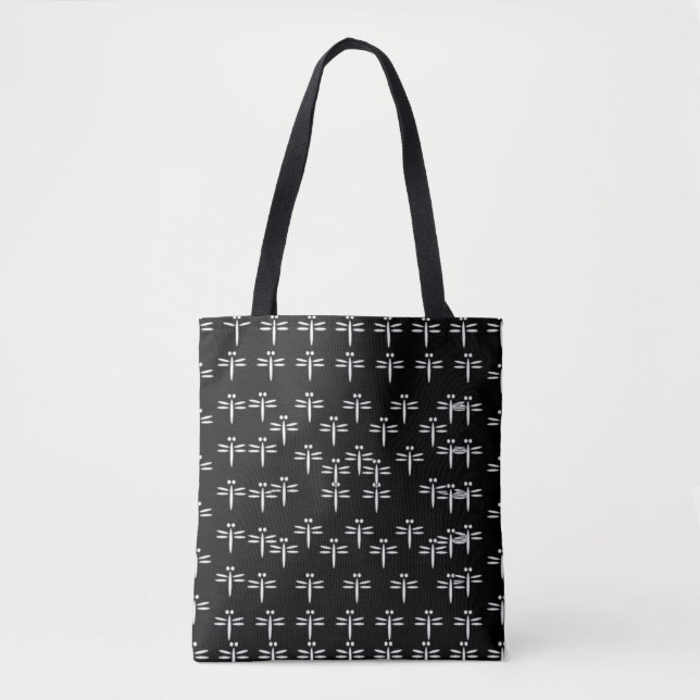 Tote Bag libellules sur le noir (Devant)