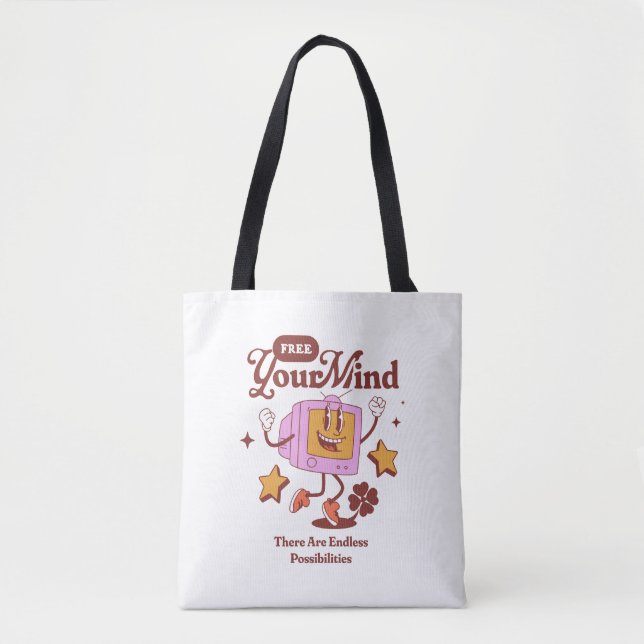 Tote Bag Libérez votre esprit Mascotte rétro (Devant)