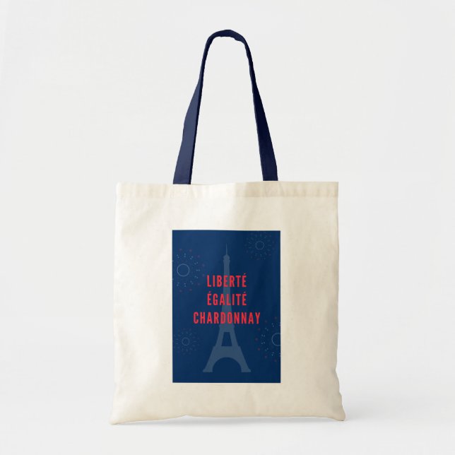 Tote Bag Liberté Égalité Chardonnay Funny Tour Eiffel (Devant)