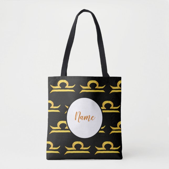Tote Bag Libra, Balance Golden Zodiac Signal personnalisé (Devant)